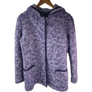 Lafayette 148 New York Purple Wool Hood Lightweight Jacket